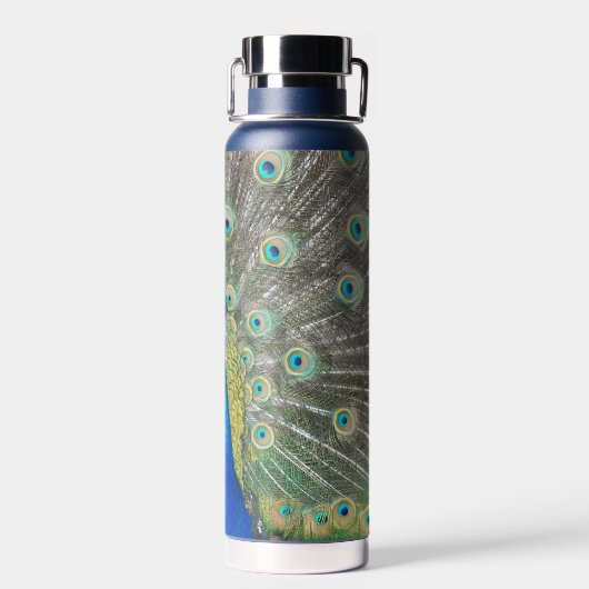 Blue Peacock Feather Plumage Waterfles (Achterkant)