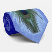 Blue Peacock Feather Stropdas (Opgerold)
