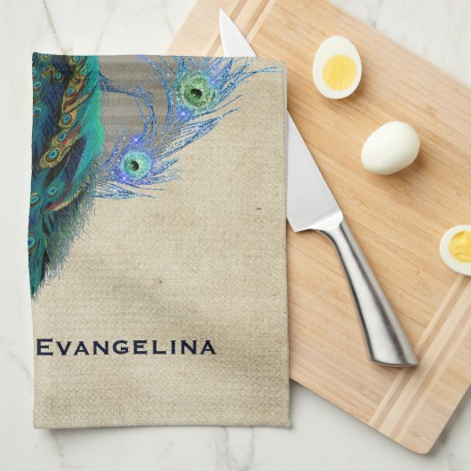  Blue Peacock Feathers Chandelier  Theedoek (Quarter Fold)