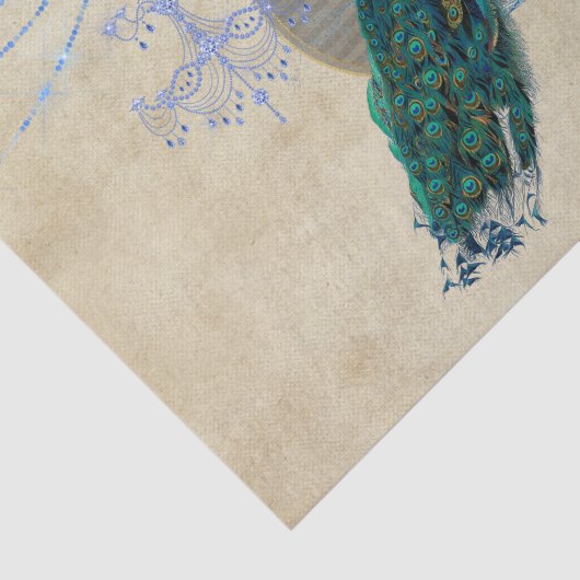 Blue Peacock Feathers Chandelier Tissuepapier (Detail)