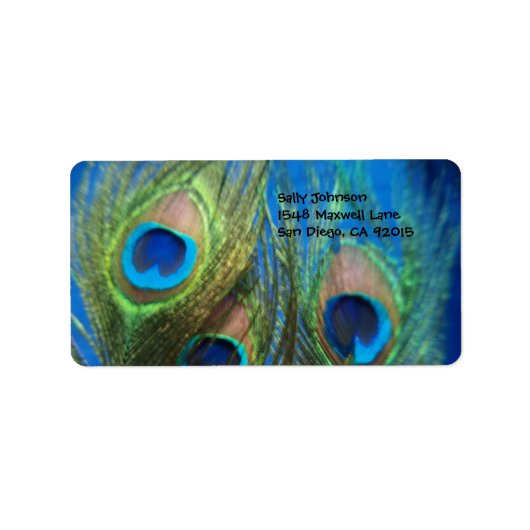 Blue Peacock Feathers Etiket (Voorkant)