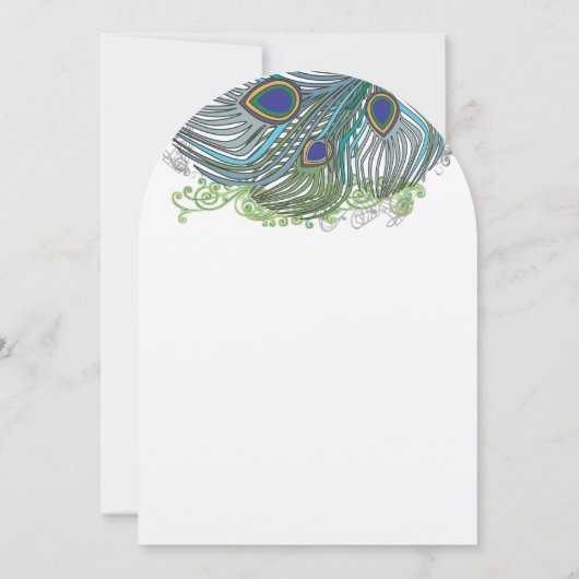 Blue Peacock  Feathers Kaart (Achterkant)