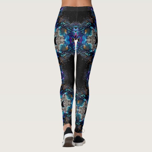 Blue Peacock Feathers Leggings (Achterkant)