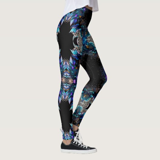 Blue Peacock Feathers Leggings (Rechts)