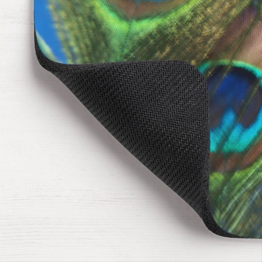 Blue Peacock Feathers Mousepad Muismat (Hoek)