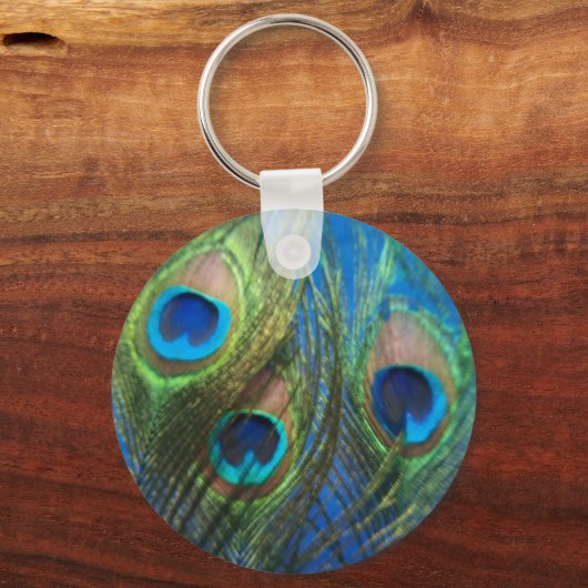Blue Peacock Feathers Sleutelhanger (Voorkant)