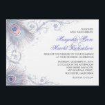 Blue Peacock Feathers Vintage bruiloft uitnodiging<br><div class="desc">Mooie en klassieke huwelijksuitnodigingen op het linnen papiertype. Versierd met lichtblauwe pauwenveren en  bloeit.</div>