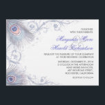Blue Peacock Feathers Vintage bruiloft uitnodiging<br><div class="desc">Mooie en klassieke huwelijksuitnodigingen op het linnen papiertype. Versierd met lichtblauwe pauwenveren en  bloeit.</div>