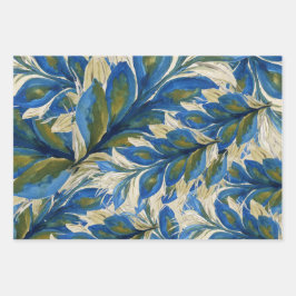 Blue Peacock Feathers Waterverf met de hand geverf Inpakpapier Vel