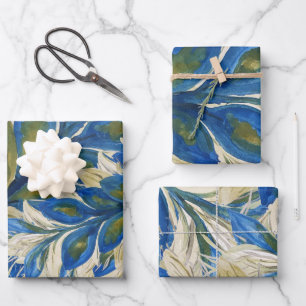 Blue Peacock Feathers Waterverf met de hand geverf Inpakpapier Vel