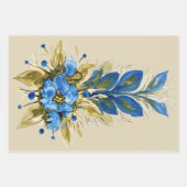 Blue Peacock Feathers Waterverf met de hand geverf Inpakpapier Vel (Voorkant)