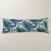 Blue Peacock Feathers Waterverf met de hand geverf Lichaamskussen (Achterkant)