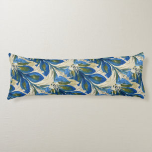 Blue Peacock Feathers Waterverf met de hand geverf Lichaamskussen