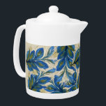 Blue Peacock Feathers Waterverf met de hand geverf Theepot<br><div class="desc">Waterverf met de hand geschilderd</div>