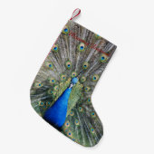 Blue Peacock Full Plumage Kleine Kerstsok (Voorkant (Hangend))