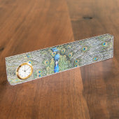 Blue Peacock Full Plumage Naambordje (Zijkant)