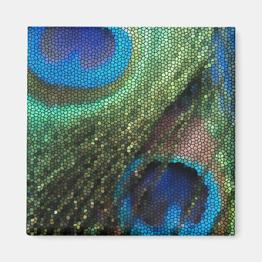Blue Peacock Glas in lood Magneet (Voorkant)