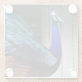 Blue Peacock Glazen Onderzetter (Achterkant)