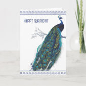 Blue Peacock - Happy Birthday kaart (Voorkant)