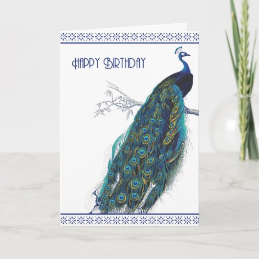 Blue  Peacock - Happy Birthday kaart (Voorkant)