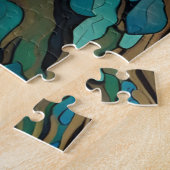 Blue Peacock in het bos Legpuzzel (Zijkant)