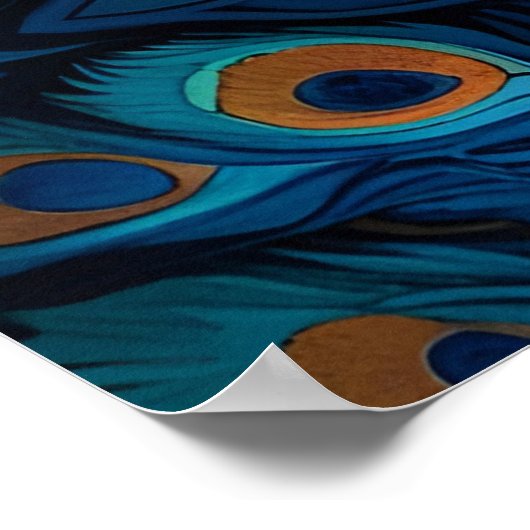 Blue Peacock in het bos Poster (Hoek)