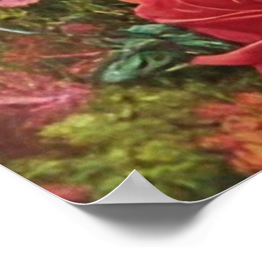 Blue Peacock in Roos en Fern Garden Poster (Hoek)