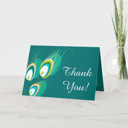 Blue Peacock ingevuld Hartelijk dank Bedankkaart (Voorkant)