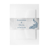 Blue Peacock Leaf Vine Invite Belly Band Uitnodigingen Wikkel (Voorkant Voorbeeld)