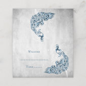 Blue Peacock Leaf Vine Reception Place Card Plaatskaartje (Buitenkant ongevouwen)