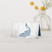 Blue Peacock Leaf Vine Reception Place Card Plaatskaartje (Achterkant)