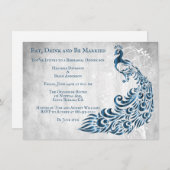 Blue Peacock Leaf Vine Rehearsal Dinner Invite Kaart (Voorkant / Achterkant)