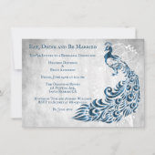 Blue Peacock Leaf Vine Rehearsal Dinner Invite Kaart (Voorkant)