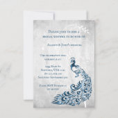 Blue Peacock Leaf Vine Vrijgezellenfeest Invite Kaart (Voorkant)