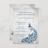 Blue Peacock Leaf Vine Vrijgezellenfeest Invite Kaart (Voorkant / Achterkant)