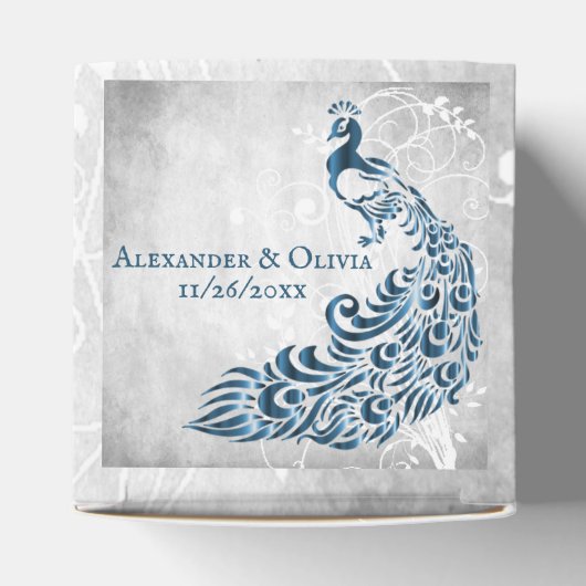 Blue Peacock Leaf Vine Wedding Favor Box Bedankdoosjes (Bovenkant)