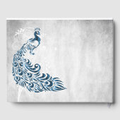 Blue Peacock Leaf Vine Wedding Guestbook Gastenboek (Achterkant)