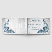 Blue Peacock Leaf Vine Wedding Guestbook Gastenboek (Volledig)