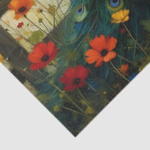 Blue Peacock on Split rail fence Tissuepapier (Detail)