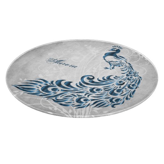 Blue Peacock Personalized Cutting Board Snijplank (Hoek)