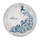 Blue Peacock Personalized Cutting Board Snijplank (Voorkant)