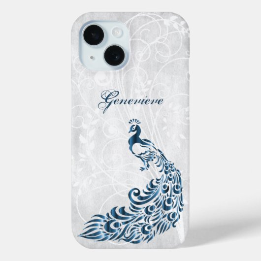 Blue Peacock Personalized iPhone Case (Achterkant)