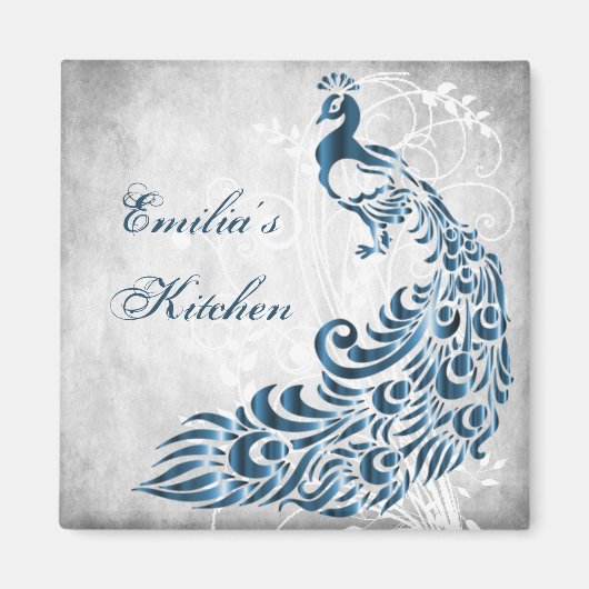 Blue Peacock Personalized Magnet (Voorkant)