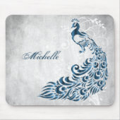 Blue Peacock Personalized Mousepad Muismat (Voorkant)