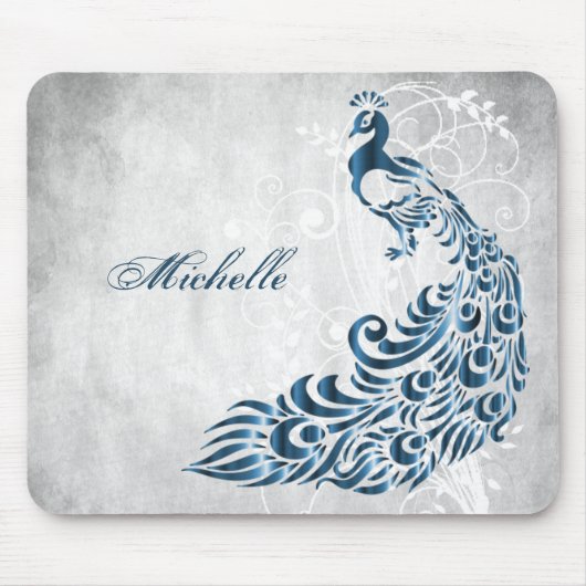 Blue Peacock Personalized Mousepad Muismat (Voorkant)