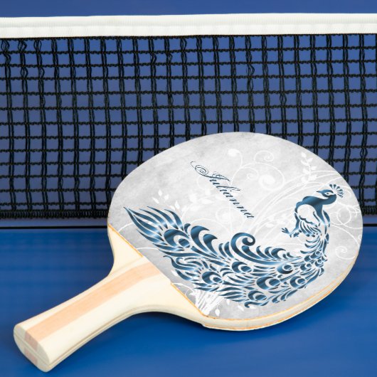 Blue Peacock Personalized Ping Pong Paddle Tafeltennisbatje (Insitu)