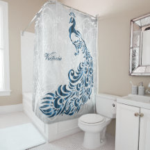 Blue Peacock - persoonlijk Shower Curtain