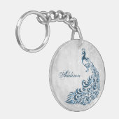 Blue Peacock Persoonlijke acrylSleutelhanger Sleutelhanger (Voorkant Links)