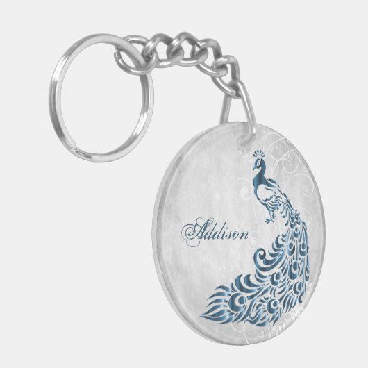 Blue Peacock Persoonlijke acrylSleutelhanger Sleutelhanger (Voorkant Links)