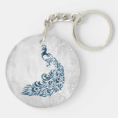 Blue Peacock Persoonlijke acrylSleutelhanger Sleutelhanger (Achterkant)